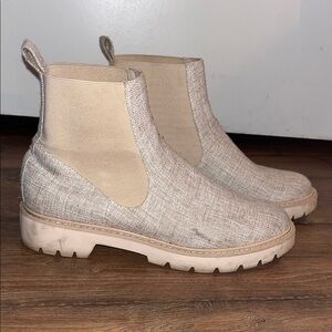 Dolce Vita Cream and Gray Ankle Booties